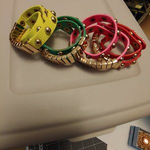 Double wrap leather bracelets.